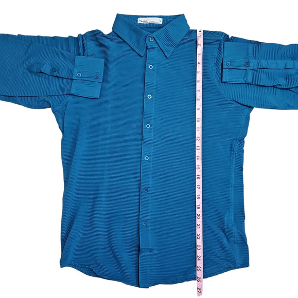 Andres Velasco M Blue Ribbed Button Shirt Y2K International Male Undergear - Picture 7 of 7